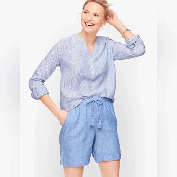 Talbots Striped Linen Popover - Picture 1 of 5